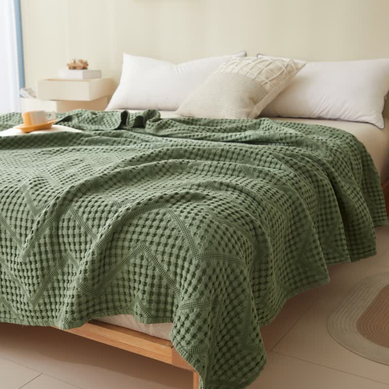 Couverture en serviette avec structure gaufrée de couleur unie
