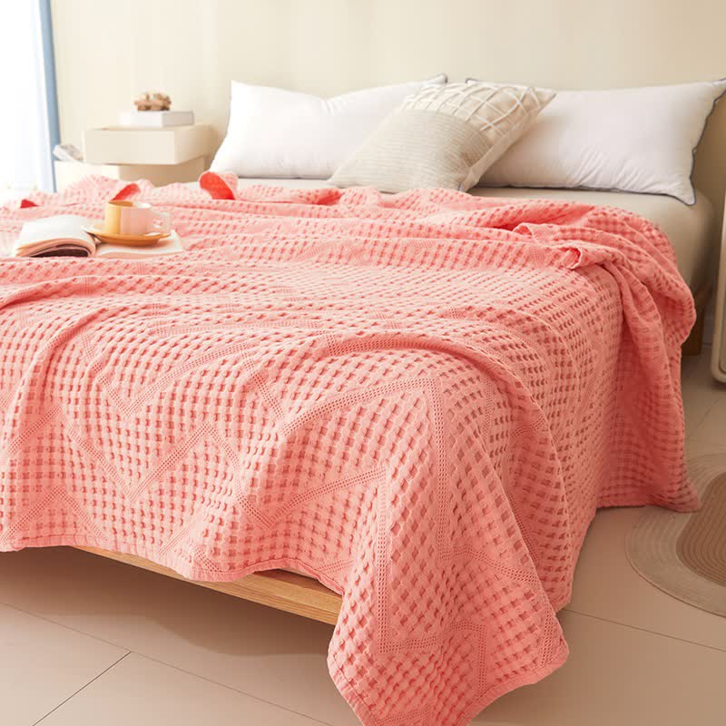 Couverture en serviette avec structure gaufrée de couleur unie