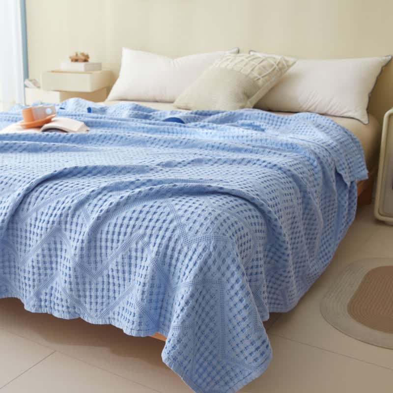 Couverture en serviette avec structure gaufrée de couleur unie