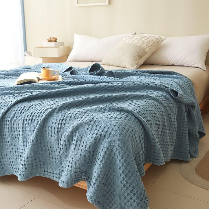 Couverture en serviette avec structure gaufrée de couleur unie