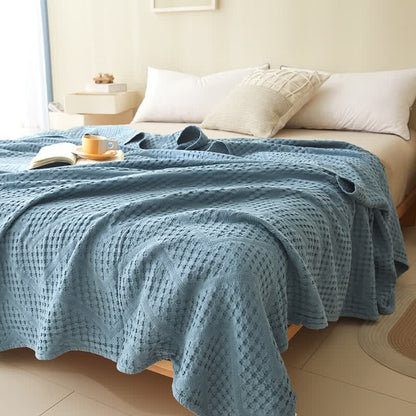 Couverture en serviette avec structure gaufrée de couleur unie