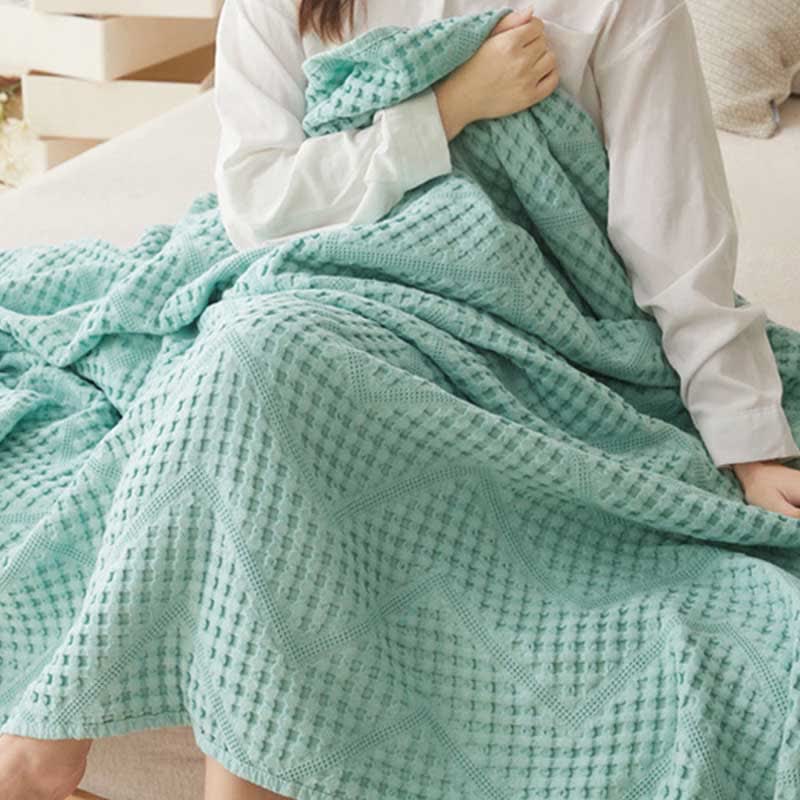 Couverture en serviette avec structure gaufrée de couleur unie