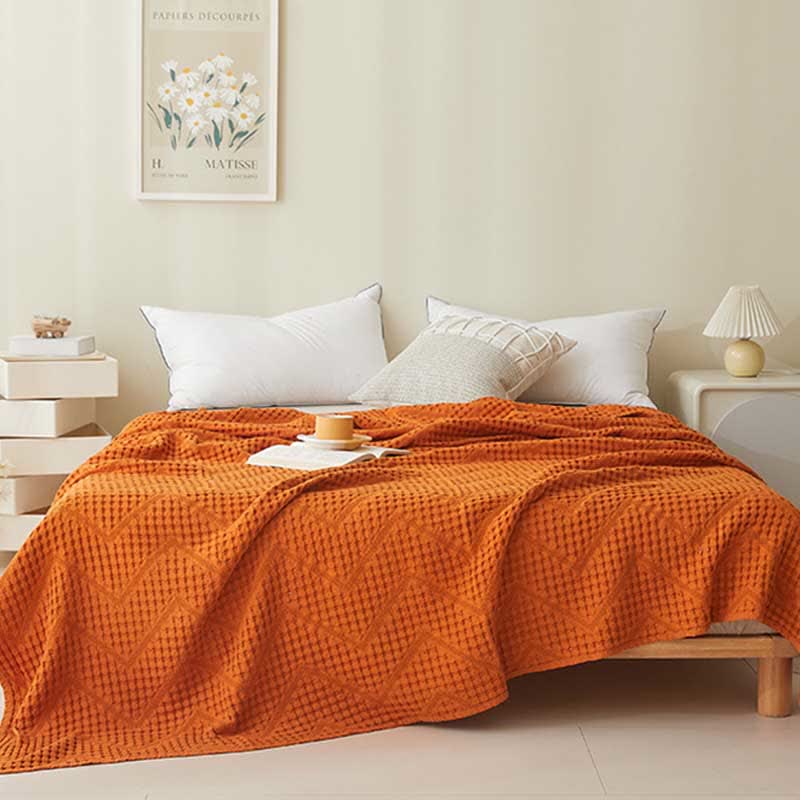 Couverture en serviette avec structure gaufrée de couleur unie