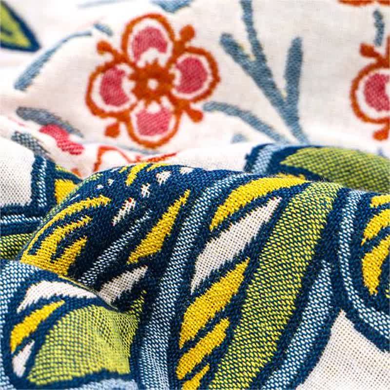 Serviette de bain absorbante en gaze de coton à motif floral