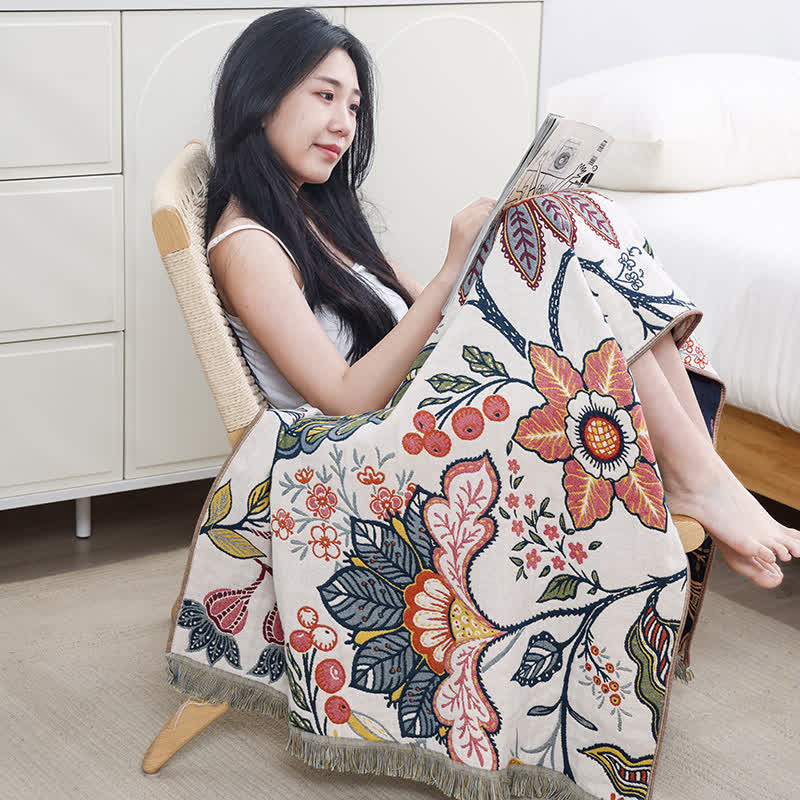 Serviette de bain absorbante en gaze de coton à motif floral