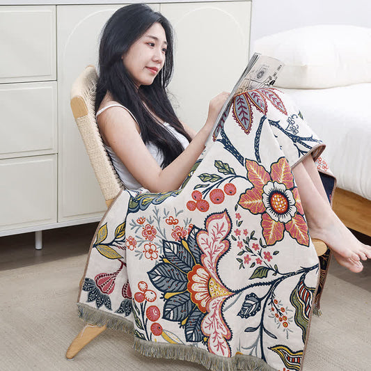 Serviette de bain absorbante en gaze de coton à motif floral