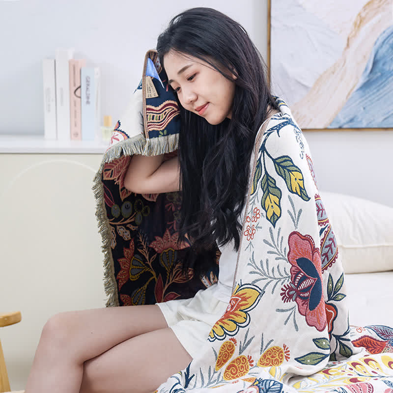 Serviette de bain absorbante en gaze de coton à motif floral