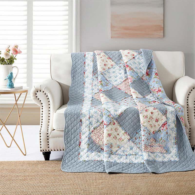 Couette douce en pur coton de style patchwork pastoral