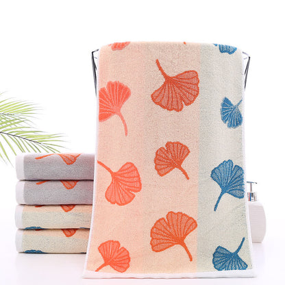 Serviette douce en pur coton avec feuilles de ginkgo