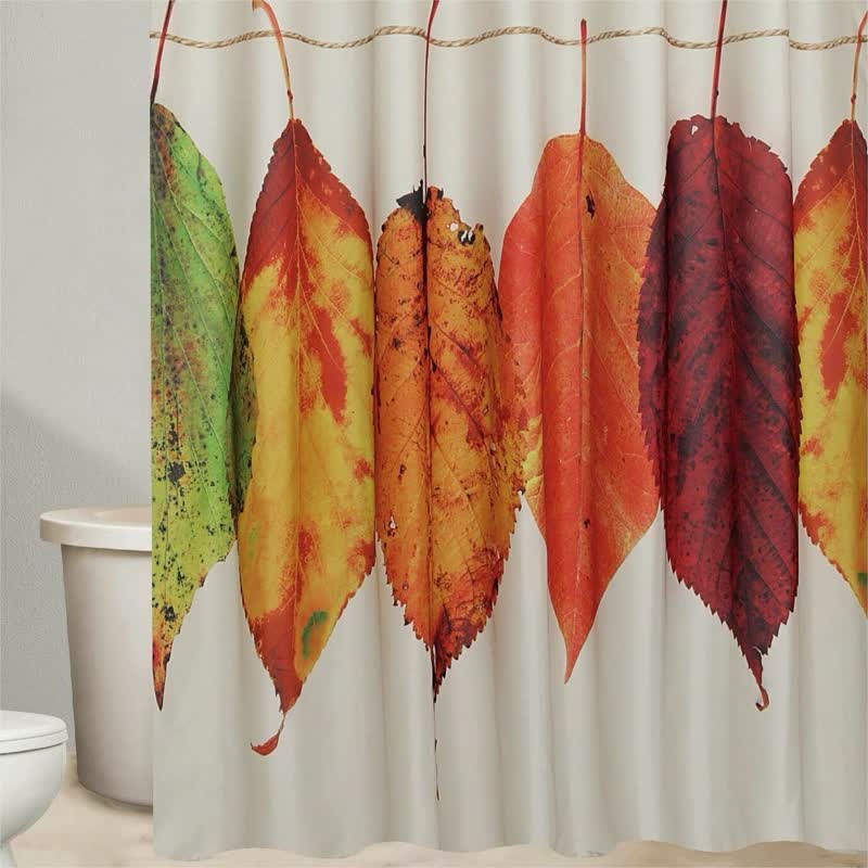 Rideau de douche imperméable avec feuilles pastorales