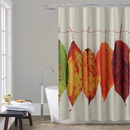 Rideau de douche imperméable avec feuilles pastorales