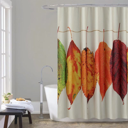 Rideau de douche imperméable avec feuilles pastorales