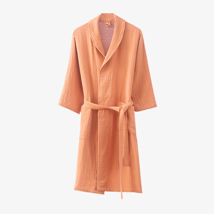 Pyjama peignoir en gaze double épaisseur teinte en fil