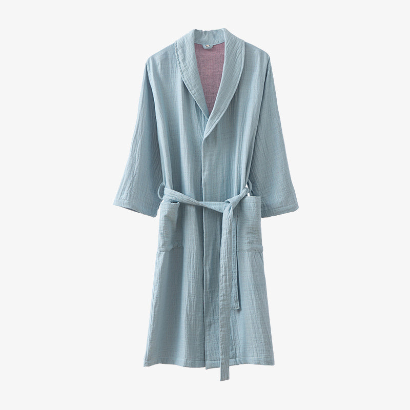 Pyjama peignoir en gaze double épaisseur teinte en fil
