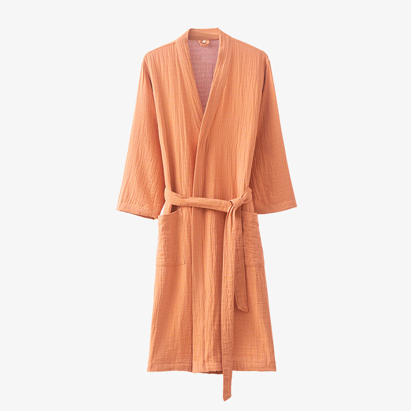 Pyjama peignoir en gaze double épaisseur teinte en fil