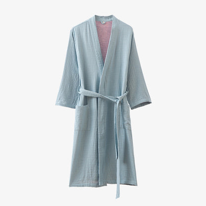 Pyjama peignoir en gaze double épaisseur teinte en fil