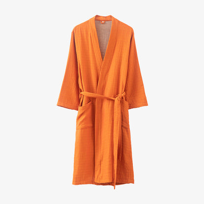 Pyjama peignoir en gaze double épaisseur teinte en fil