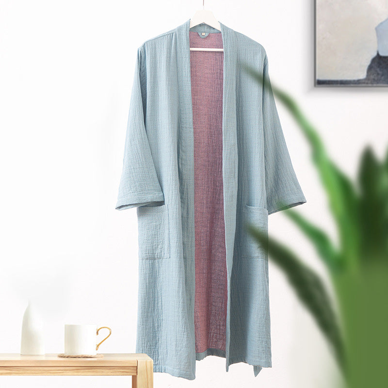 Pyjama peignoir en gaze double épaisseur teinte en fil