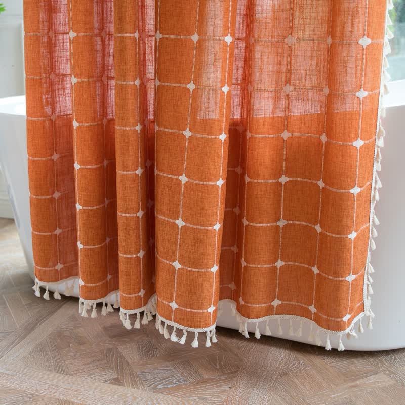Rideau de douche en coton et lin à carreaux de style campagnard