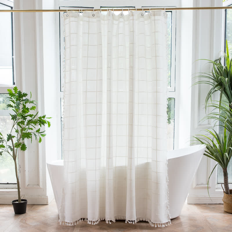 Rideau de douche en coton et lin à carreaux de style campagnard