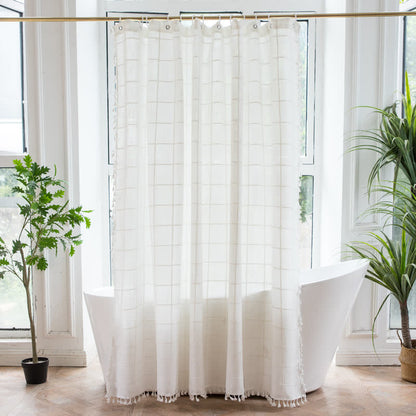 Rideau de douche en coton et lin à carreaux de style campagnard
