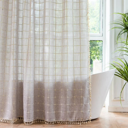 Rideau de douche en coton et lin à carreaux de style campagnard
