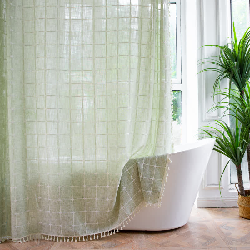 Rideau de douche en coton et lin à carreaux de style campagnard