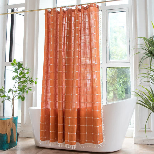 Rideau de douche en coton et lin à carreaux de style campagnard