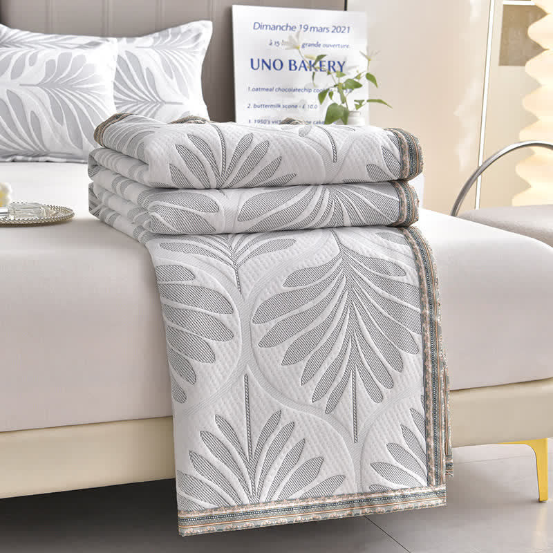 Couverture en serviette respirante avec motif de feuilles jacquard