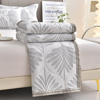 Couverture en serviette respirante avec motif de feuilles jacquard