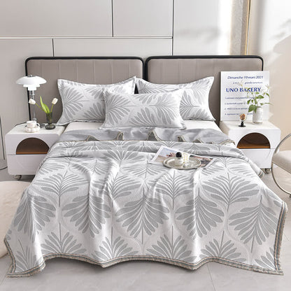 Couverture en serviette respirante avec motif de feuilles jacquard