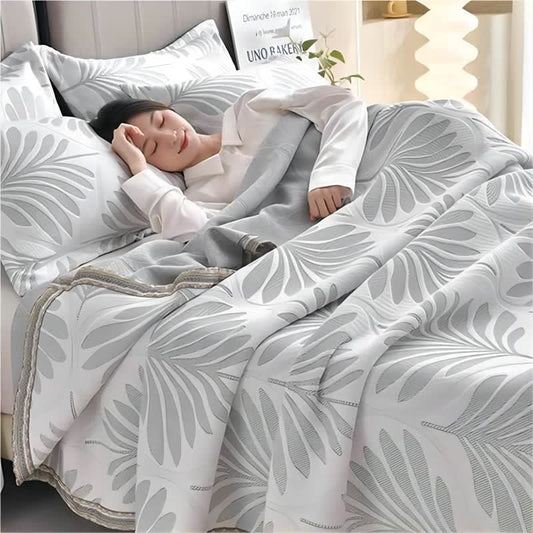Couverture en serviette respirante avec motif de feuilles jacquard