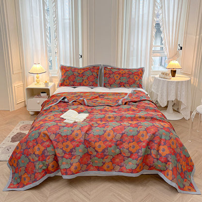 Couette réversible à fleurs en pur coton