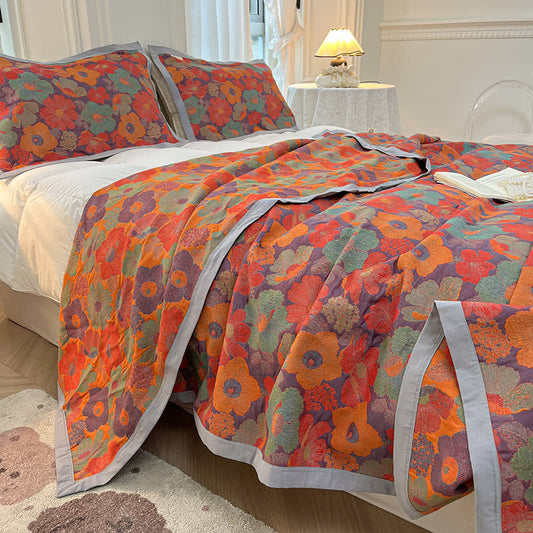 Couette réversible à fleurs en pur coton