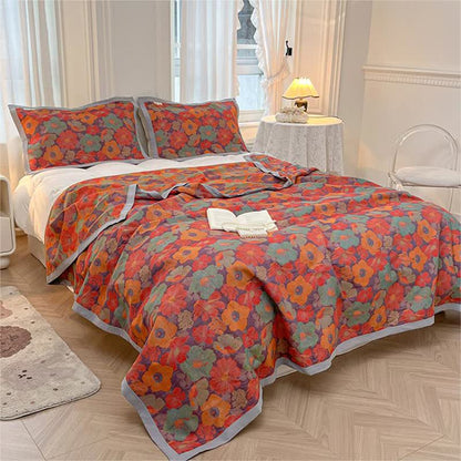 Couette réversible à fleurs en pur coton