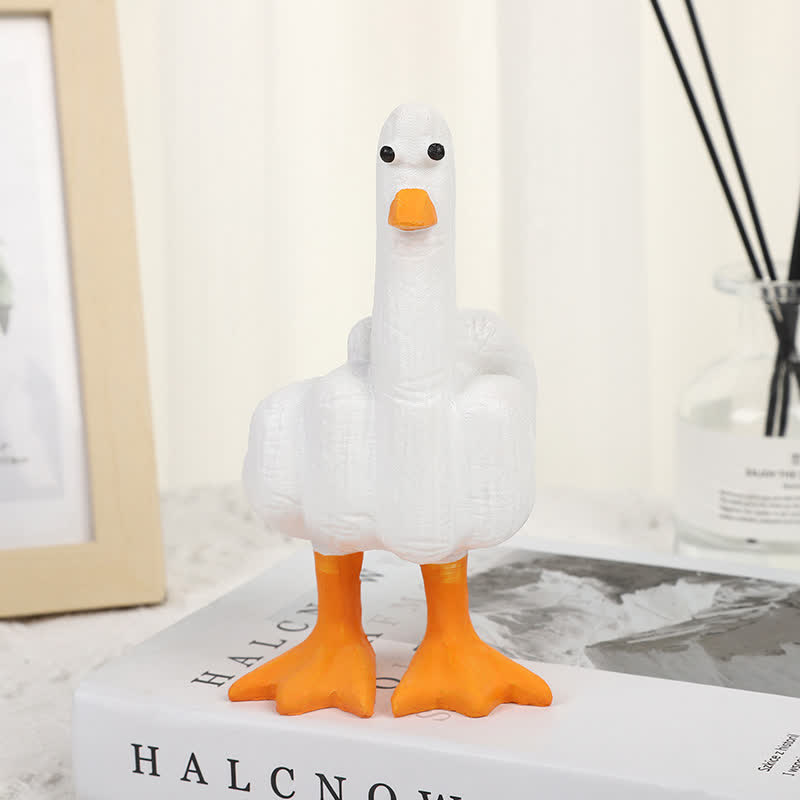 Statues amusantes de canards en résine avec un doigt d'honneur
