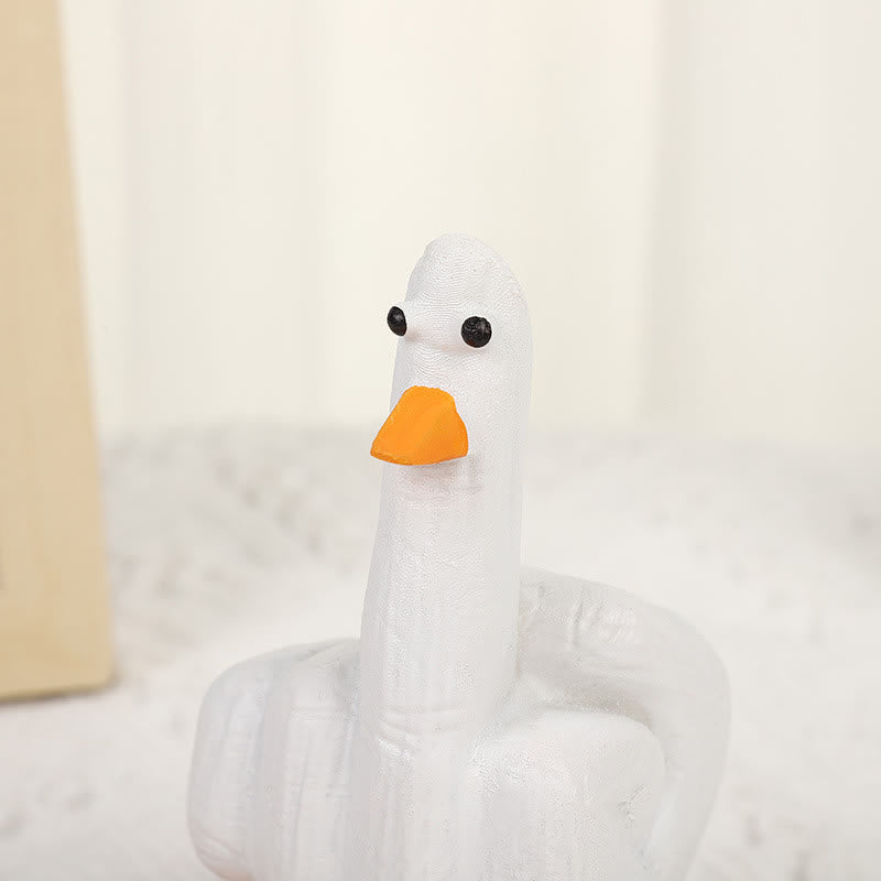 Statues amusantes de canards en résine avec un doigt d'honneur