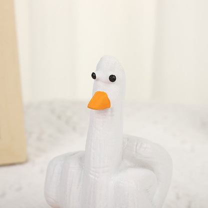 Statues amusantes de canards en résine avec un doigt d'honneur