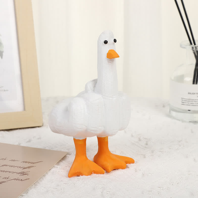 Statues amusantes de canards en résine avec un doigt d'honneur