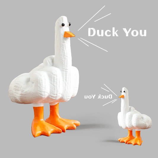 Statues amusantes de canards en résine avec un doigt d'honneur