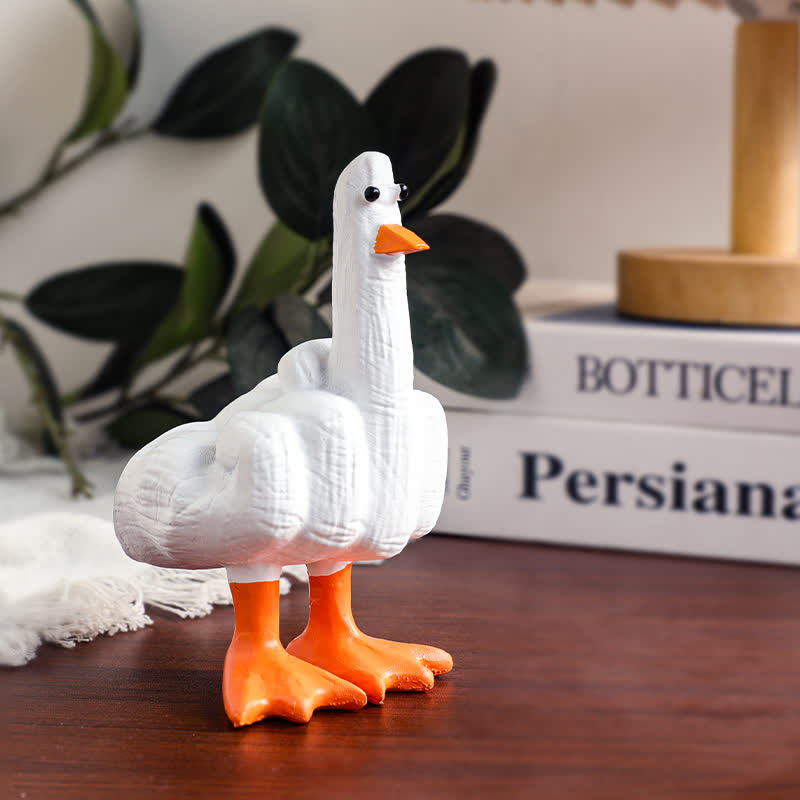 Statues amusantes de canards en résine avec un doigt d'honneur
