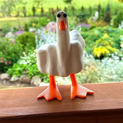 Statues amusantes de canards en résine avec un doigt d'honneur