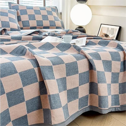 Couette douce en gaze de coton à motif damier