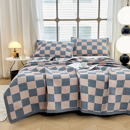 Couette douce en gaze de coton à motif damier