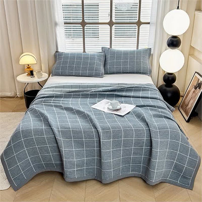 Couette douce en gaze de coton à motif damier