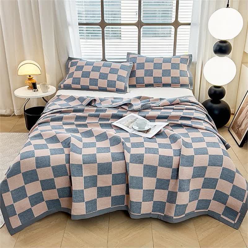 Couette douce en gaze de coton à motif damier