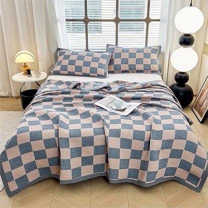 Couette douce en gaze de coton à motif damier
