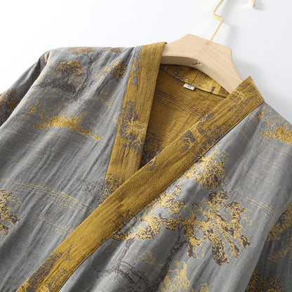 Peignoir kimono rétro respirant en pur coton