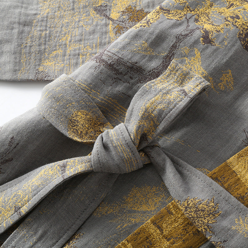 Peignoir kimono rétro respirant en pur coton