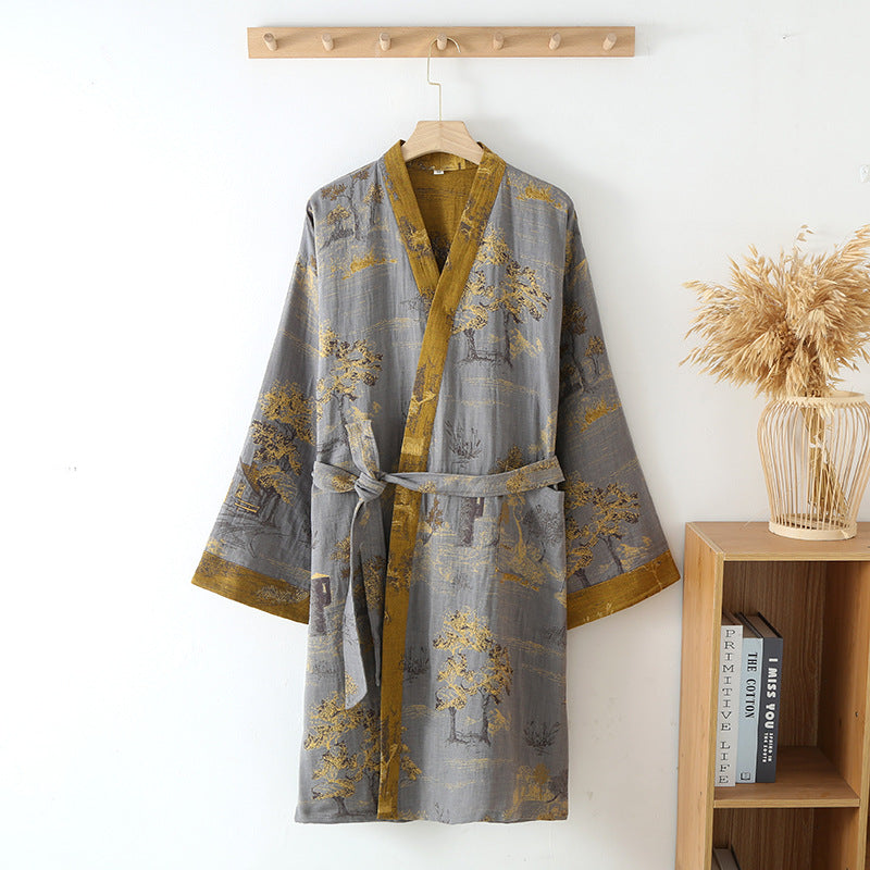 Peignoir kimono rétro respirant en pur coton